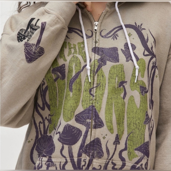 The Doors Mushroom Graphic Zip-UpHoodie Sweatshirt One Size - Picture 1 of 5